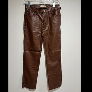 brown faux leather pants size small